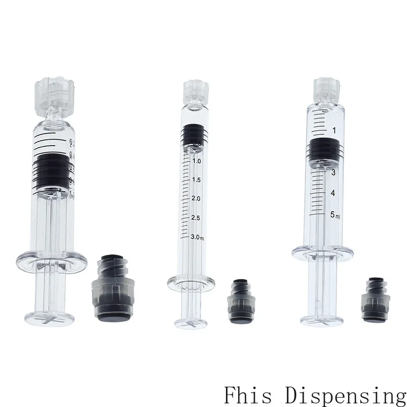 

1ml 3ml 5ml Luer Lock Syringe with Measurement Mark Tip for CBD Oils EJuices Liquids Chemical (Gray Piston)