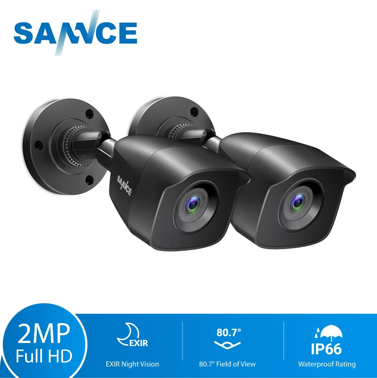 SANNCE 2 шт. 1080P CCTV Камера Безопасности s 2.0MP наружная домашняя камера видеонаблюдения