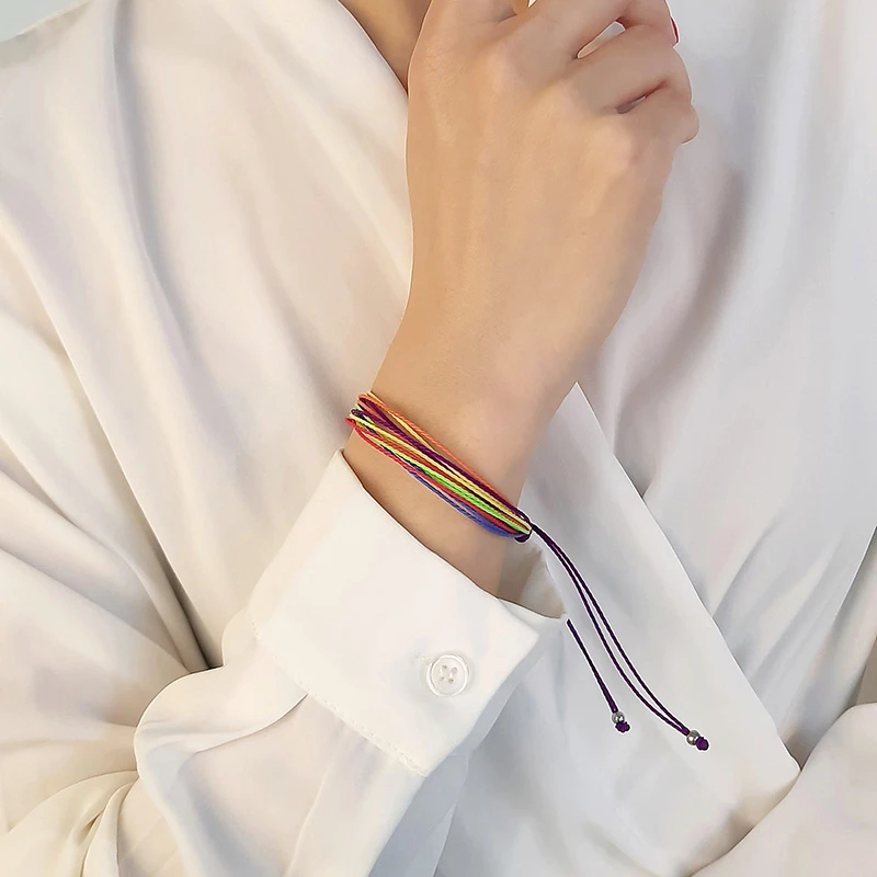 Браслет с радужным воском водонепроницаемый регулируемый ЛГБТ гордыня гей парад