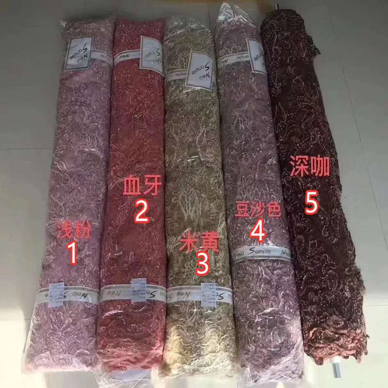Hand Beaded Embroidery French Mesh Lace High Quality Fabric Africa Nigeria Dress Wedding 5yards | Дом и сад