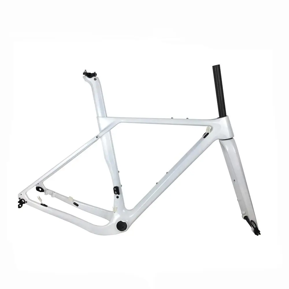 White Glossy Spcycle 700* 40C аэро карбоновая гравия велосипедная рама дисковый тормоз Велокросс, дорога рамы для велосипеда передние 100*15 мм задние 142*12 мм через ось - Цвет: White Glossy