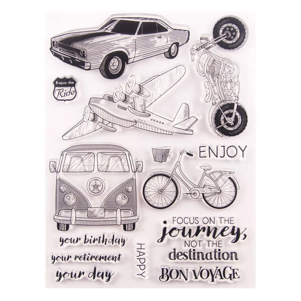 

Bicycle Motorcycle Car Aircraft Transparent Clear Stamp for DIY Scrapbooking/Card Making/Kids Christmas Decoration