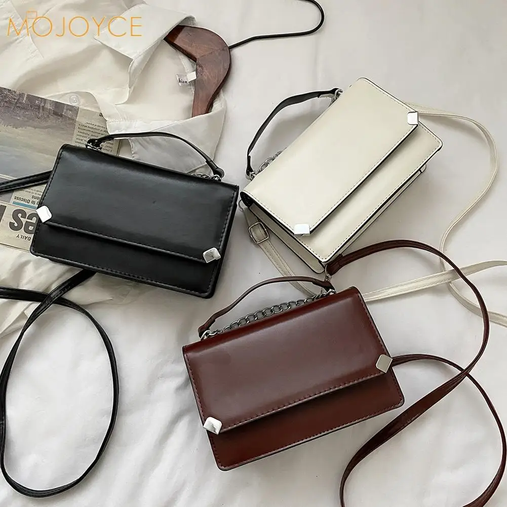 

Женские сумочки на цепочке с верхней ручкой, модные квадратные однотонные сумки через плечо из искусственной кожи, Женская Повседневная су...