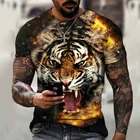 Летняя новая модная футболка с принтом тигра, мужская рубашка 3dt, уличная рубашка большого размера