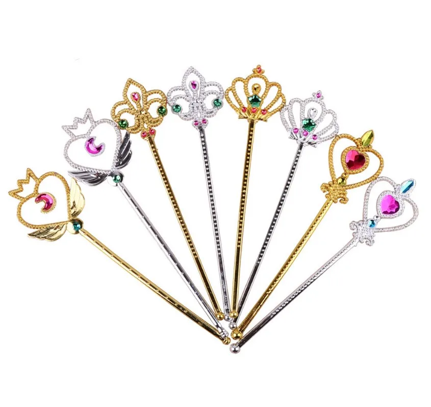 Children's Love Fairy Rod Crown Fairy Stick Electroplating Magic Angel Stick Plastic Show Toy Props