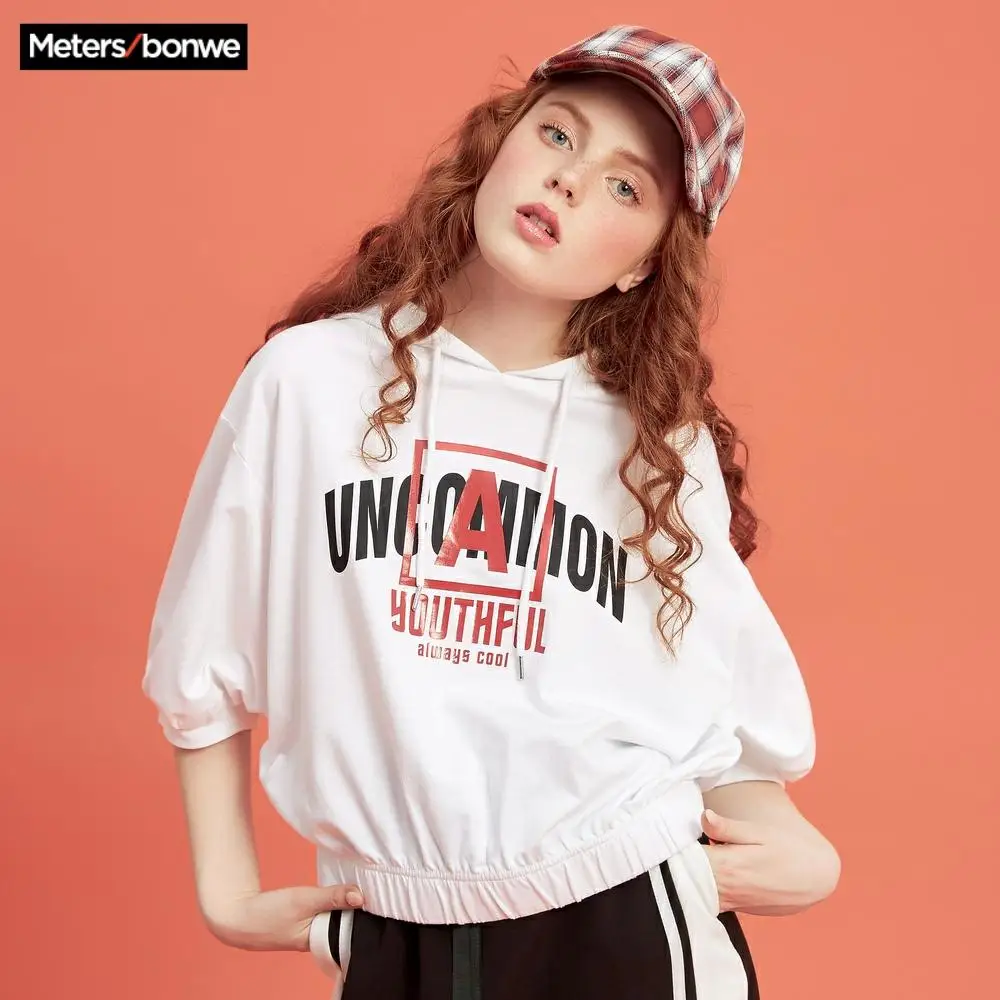 Metersbonwe толстовки для женщин с буквенным принтом девочек Уличная Повседневная