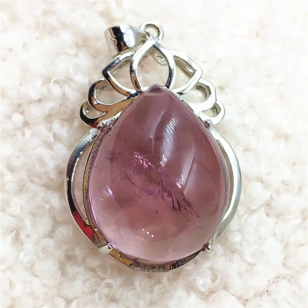 

Натуральная кожа с натуральным желтым фиолетовый Аметрин кварцевые подвеска в виде капли воды 31x23 мм для мужчин и женщин 925 стерлингового се...