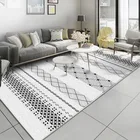 Простой черно-белый серый богемный геометрический напольный коврик в этническом стиле для спальни гостиной, короткий бархатный напольный коврик с кристаллами на заказ