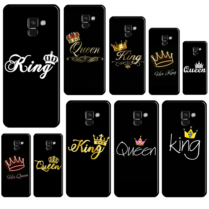 King Queen Crown Phone Case For Samsung J7 J3 J5 2017 A3 A5 J1 2016 J4 J6 A6 A8 Plus A7 A9 J8 2018 Coque