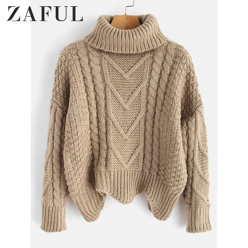 ZAFUL пуловер женский джемпер водолазка красный свитер теплый Рождественский