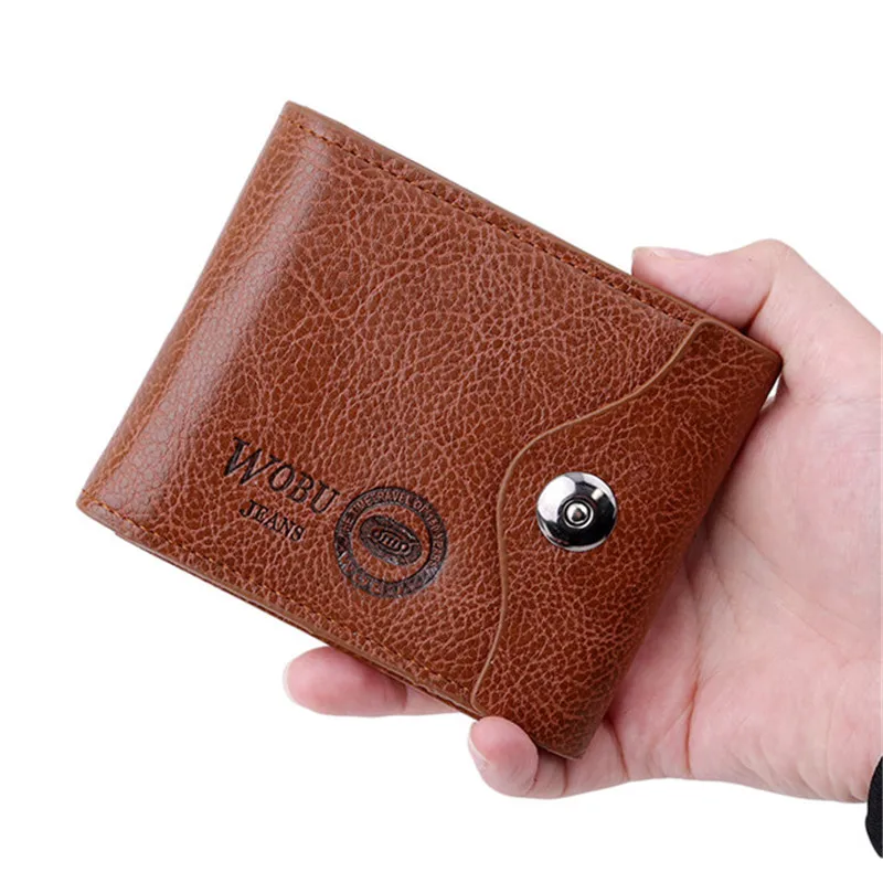 

Мужской кошелек из искусственной кожи, многофункциональный короткий деловой бумажник из искусственной кожи на застежке для мелочи