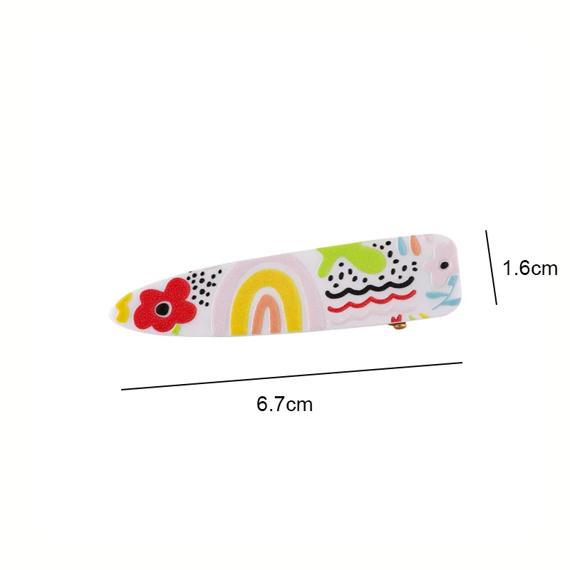 

2021 Korean New Trendy Graffiti Colorful Acrylic Waterdrop Hairpins Hair Grips For Women Girls Lovely Hair Accessories