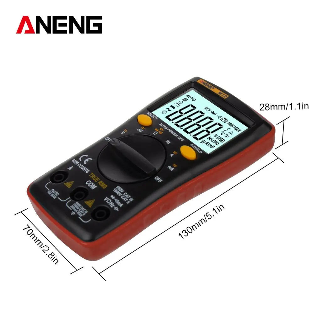 

ANENG M10 Digital LCD Multimeter AC/DC Voltmeter Ammeter Auto Range Diode Resistence Freq Capacitance Tester Ture RMS
