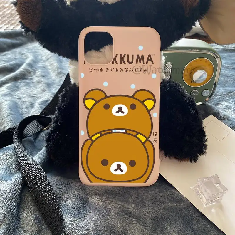 Чехол Rilakkuma для телефона IPhone 11 12 13 Pro Max Mini Xs Xr X 8 7 6s 6 Plus розовый конфетных цветов