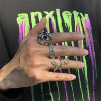 3 piece set punk style mens skull snake ring set simple hip hop style mens combination ring mens brother party jewelry gift