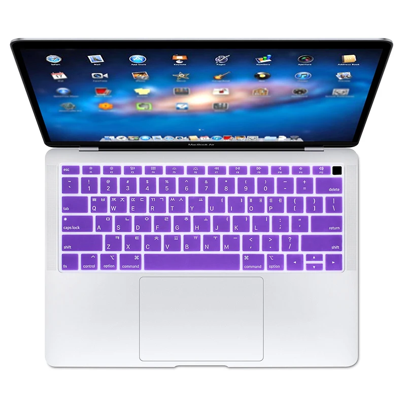 Purple Silicone Laptop Korean Keyboard Cover Skin for MacBook Newest Air 13" Release A1932 with Retina Display - Цвет: Purple