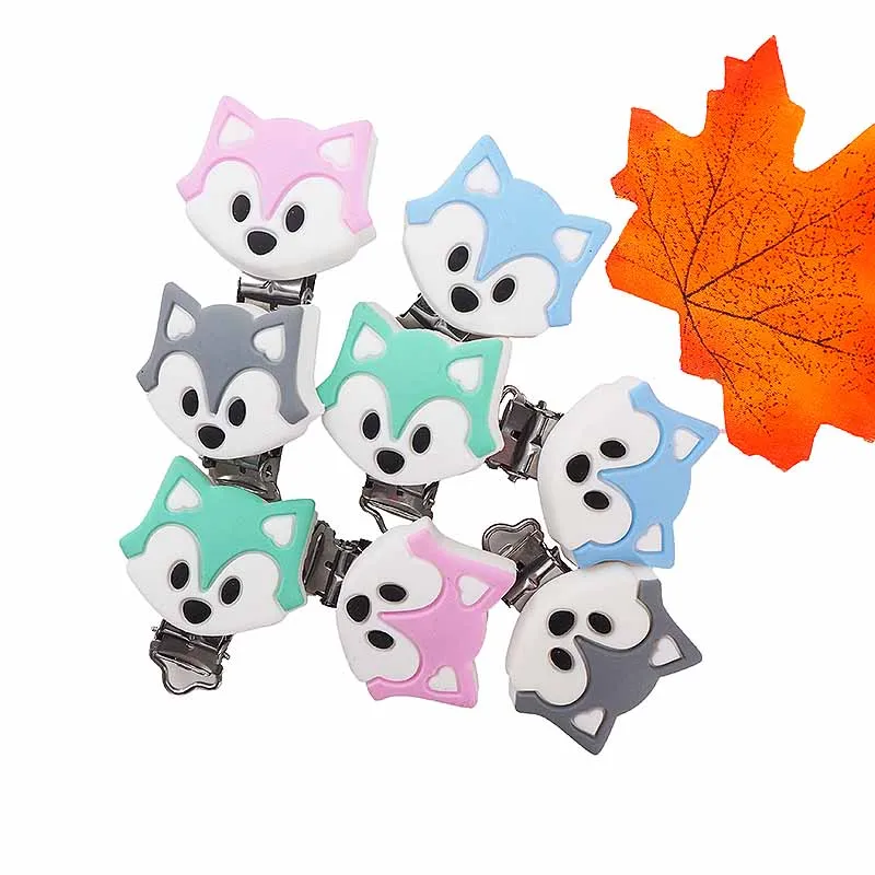 Chenkai-mordedor de zorro de silicona sin BPA para beb&eacute;, chupete de Animal para beb&eacute;, juguete sensorial, accesorios de regalo, 5 piezas-0