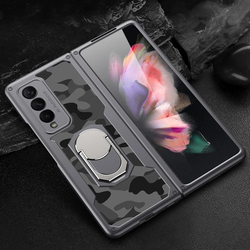 gkk original armor case for samsung galaxy z fold 3 5g case ring stand shockproof protection cover for samsung z fold 3 fundas free global shipping