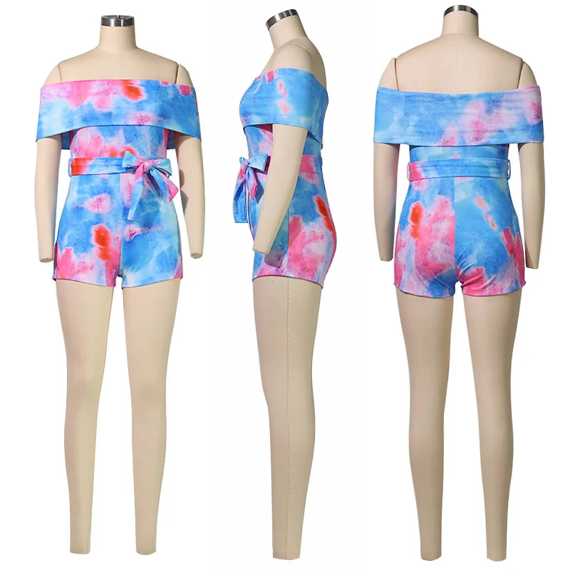 Женский комбинезон на одно плечо Boho повседневный летний с цветочным принтом