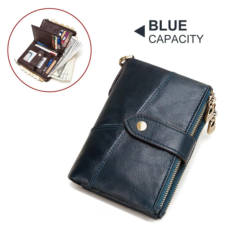 889-blue Genuine Leather Women Wallet GZCZ Casual Men Wallet Women Long Wallet In Women`s Wallet and Purses Retro Rfid Women Short Wallet - Цвет: 889-blue