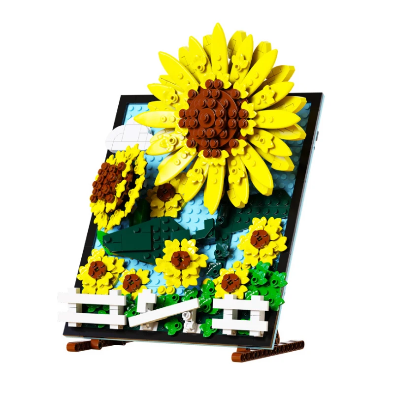 

Ideas sunflower Helianthus Painting Photo Frame 92003 666pcs Moc Bricks Modular flower Model Building Blocks Santa ToyGifts