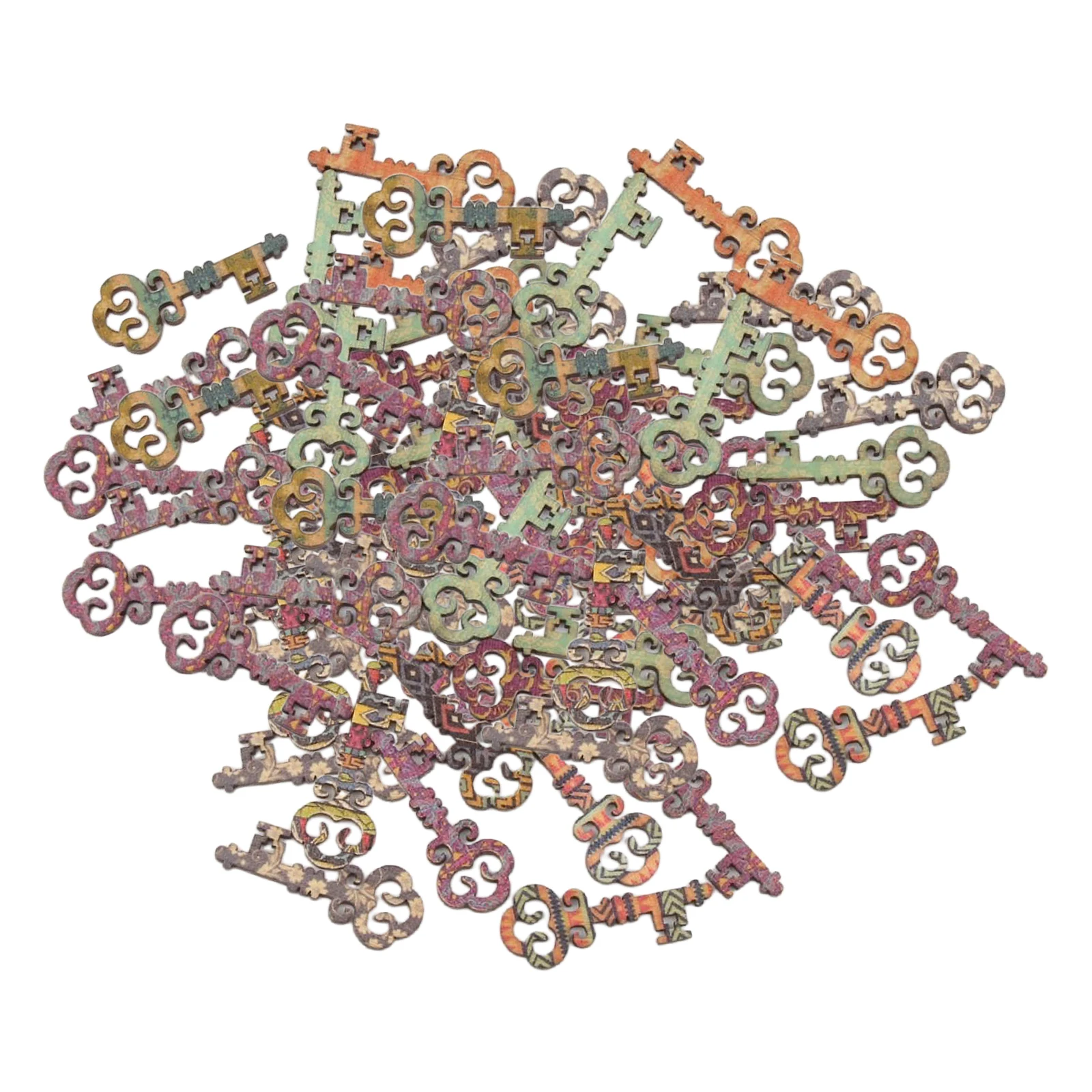 

50Pieces Natural Wood Key Shape DIY Craft Embellishment Scrapbooks Ornament