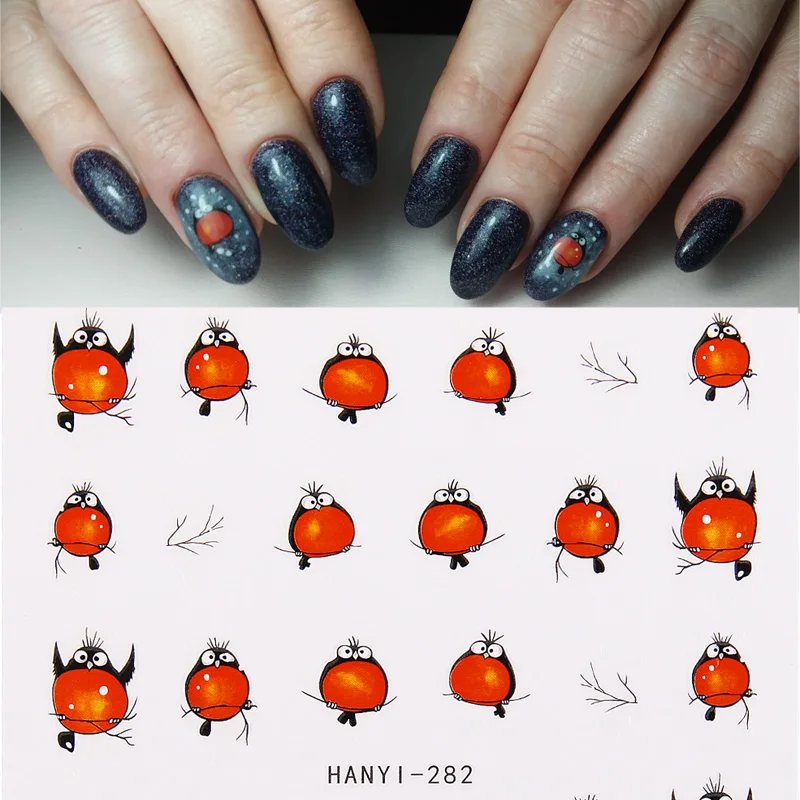 Оранжевые птицы стикеры 3D на ногти Nail Art Переводные переводные наклейки