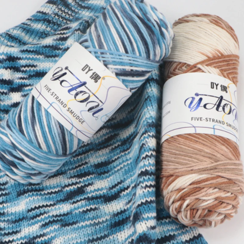 100 г/Группа Пять нитей молочной хлопчатобумажной пряжи сегментная окрашенная