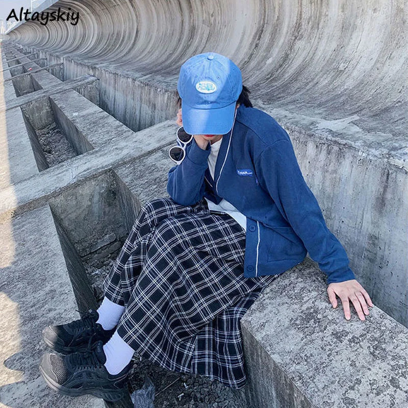

Pleated Skirts Women Japanese College Vintage Plaid Empire Ins Folds Faldas Mujer All-match Sweet Harajuku Simple Elastic Waist