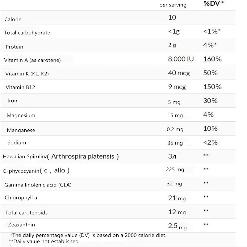 Чистый Гавайский Спирулина Пасифика натуральный Мультивитамин 500 мг 100 шт |