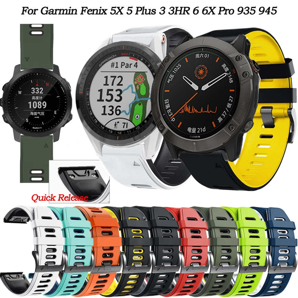 

Silicone 22 26mm Smartwatch Band Strap Original For Garmin Fenix 6X 6 Pro 5X 5 Plus 3 HR 935 945 Quick Release Wirst Correa Belt