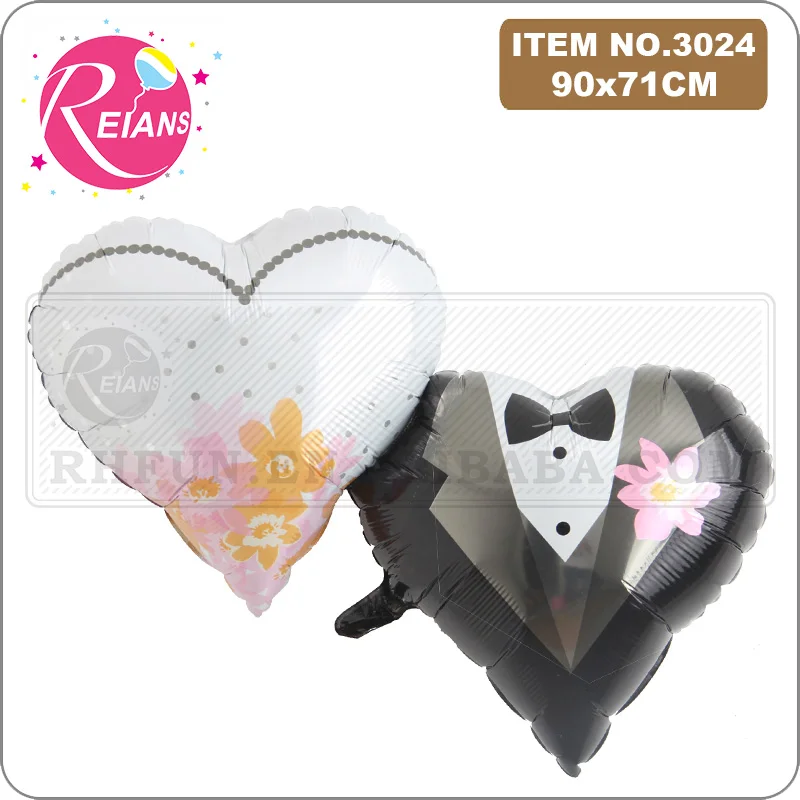

Large double heart bride and groom heart foil mylar balloons wedding ceremony Anniversary party decor love ball ballon baloon