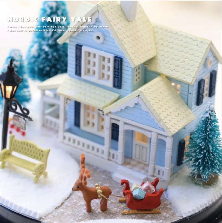 

Nordic Fairy Tale DIY Glass Ball Kits Doll House Winter House Snow Wooden Handmade Kids Craft Miniature Home Assemble Toys Gift
