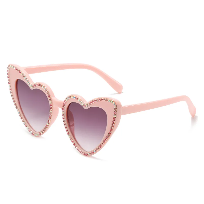 

LNFCXI 2021 Diamond Heart Fashion Glasses Women Luxury Brand Designer Rhinestone Hearts Sun Glasses for Female Gafas De Sol