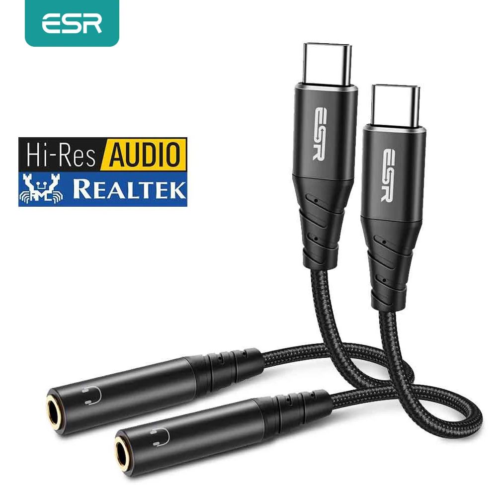 ESR USB C DAC для 3 5 адаптером Jack аудиокабель AUX наушников аудио Тип Кабеля адаптер