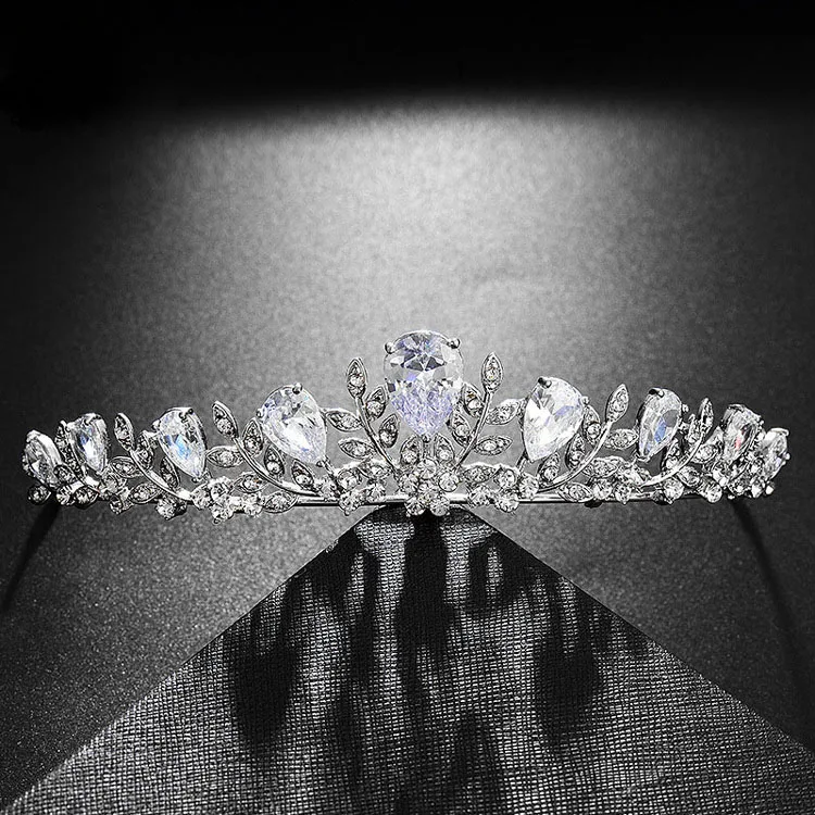 SLBRIDAL сплав Свадебный Тиара головной убор со стразами Хрустальная Свадебная Тиара головной убор жемчуг свадебные аксессуары для волос женские ювелирные изделия - Окраска металла: Model 10