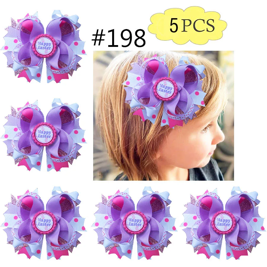 

freeshipping 5pcs -D group Easter hair bows Bunny hair clips Jelly Bean Hair Bow Easter Chick hair clips girl hair accessories
