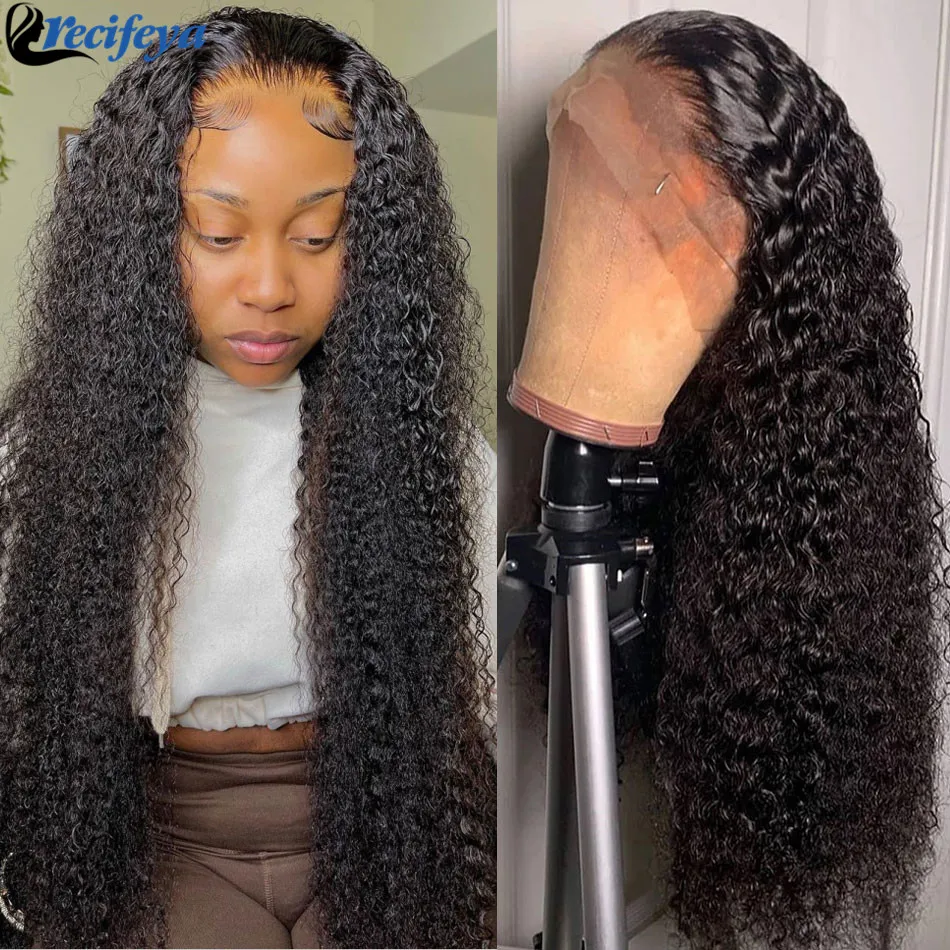 

Kinky Curly 13x4 Lace Front Wig 100% Remy Human Hair Lace Wigs Jerry Curly Bleached Knots Wig PrePlucked 4x4 Lace Closure Wig