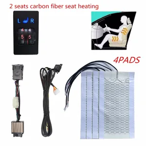 2022 new 12v 2 seats 4 pads universal carbon fiber heated seat heating fast heating car seat heater pads 2 dial 5 level switch free global shipping