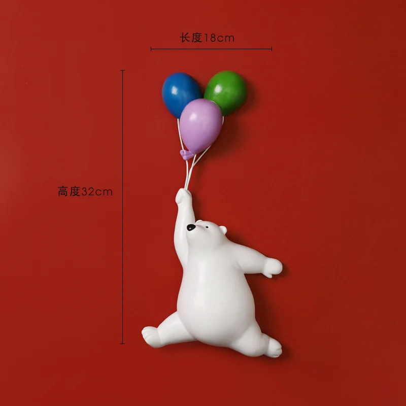 

Creative Flying Bear Figurines Balloon Polar Bears Figure Home Wall Mount Decoration Resin Modern Gift for Boy/Man/Kids