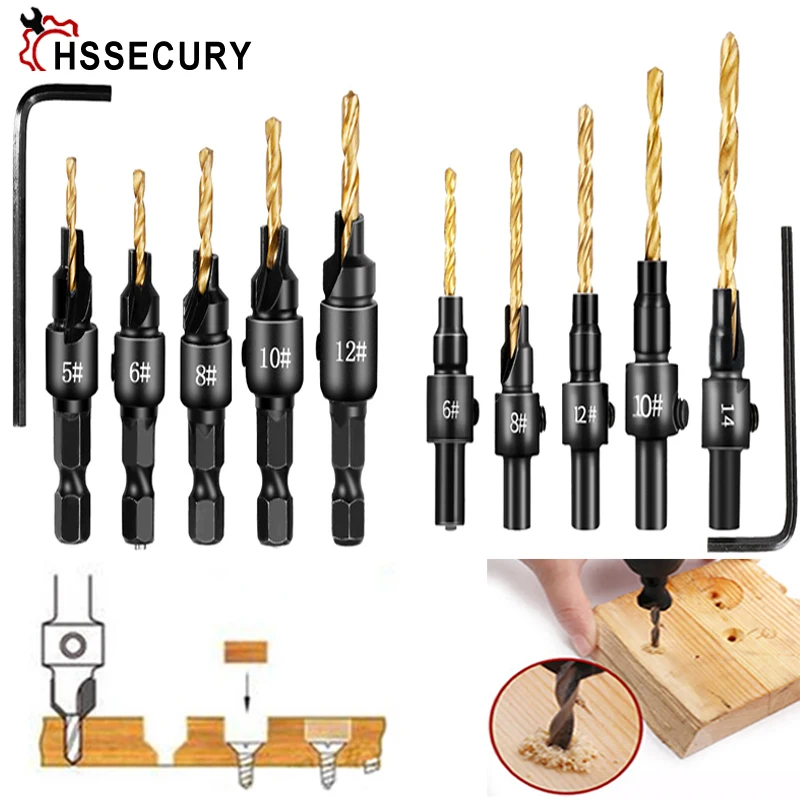 Набор беспроводных ступенчатых Сверл С зенкером 5X для работ по металлу и дереву |