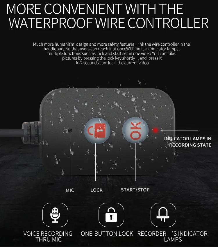 WiFi Motorcycle DVR Dash Cam 1080P+1080P/+720P Full HD Front Rear View Waterproof Lens Motorbike Camera GPS Logger Recorder Box |