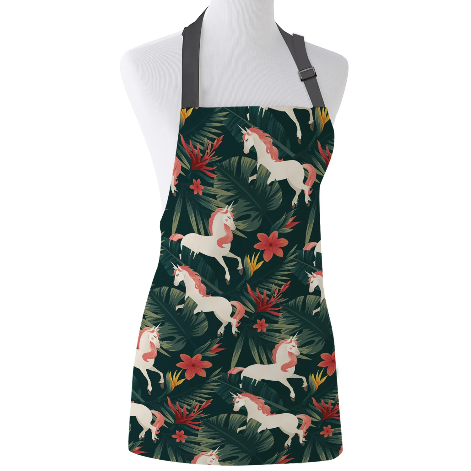 

Kitchen Apron Tropical Plants Nordic Unicorn Adjustable Bib Canvas Aprons For Women Cooking Baking Restaurant Apron Pinafore