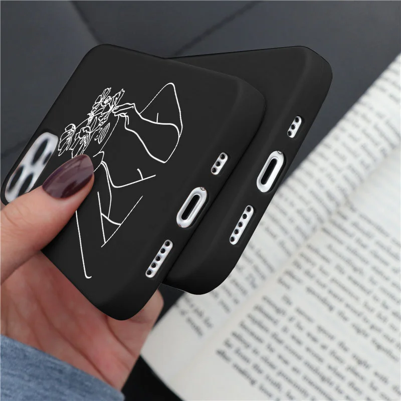 

Line Art Case For iPhone 11 12 Pro XS Max Mini XR X 10 Soft Silicone Cover For iPhone 6 6s 7 8 Plus SE 2020 Case Capa Bags Funda