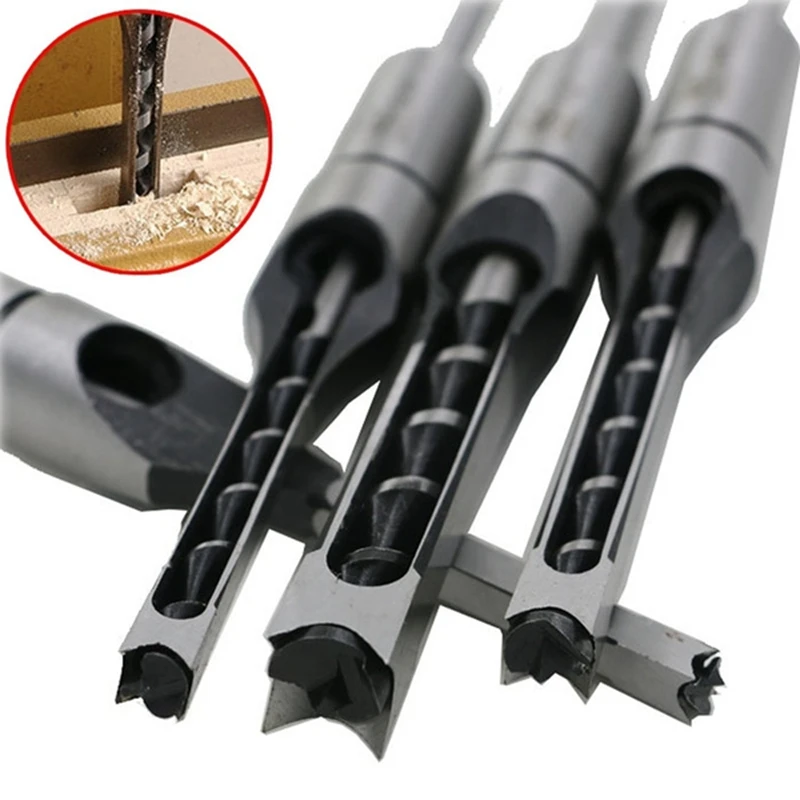 

3Pcs 6/8/12.5mm Square Hole Drill Bit Woodworking Hole Saw Mortising Chisel Drill Bit Tool Counter Sink Drill Bit Set
