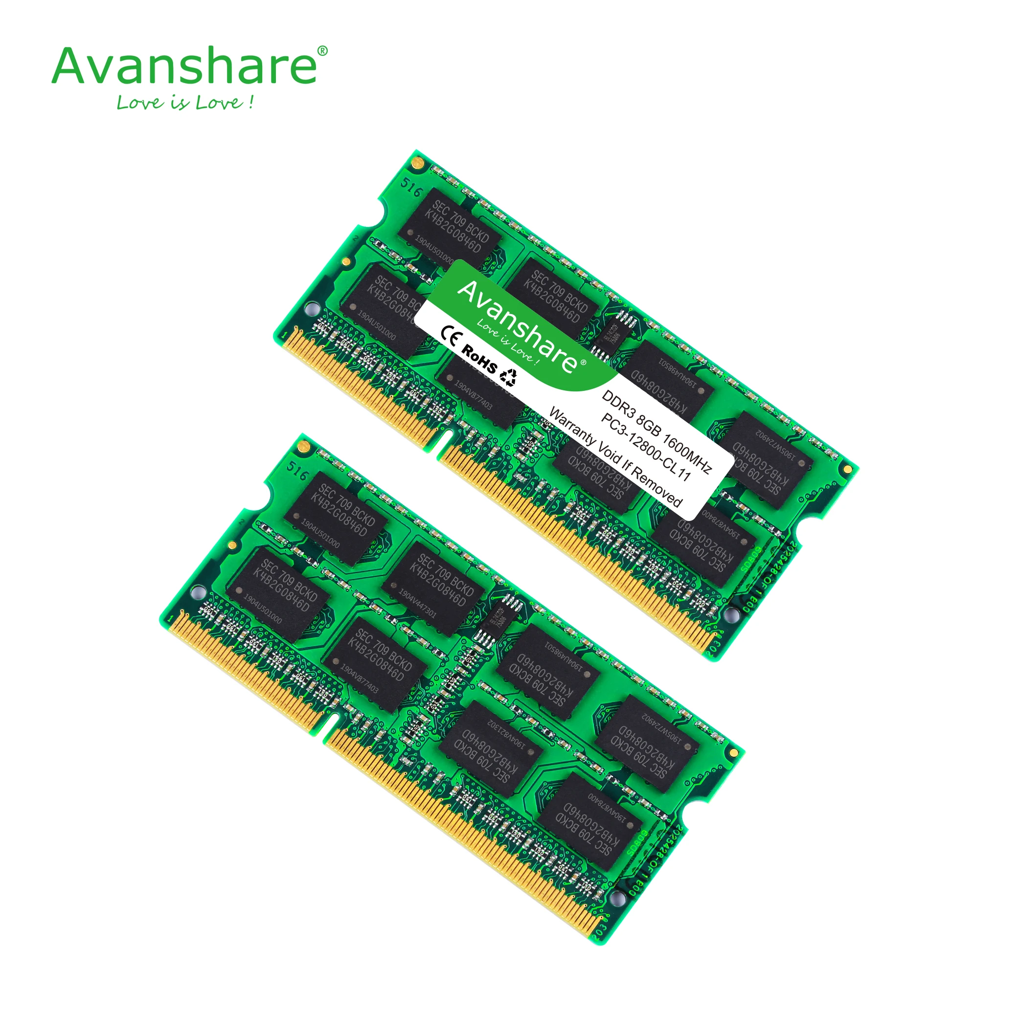 Avanshare Sodimm оперативной памяти 1,5 в ноутбука DDR3 2 ГБ/4 ГБ/8 ГБ DDR3 PC3 10600 1333 МГц DDR3 PC3 12800 1600 МГц 204pin для супер игровая
