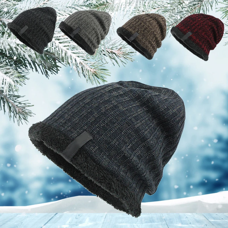 Вязаная Шерстяная Шапочка для мужчин вязаная шапка s Skullies скейтбординга кепка