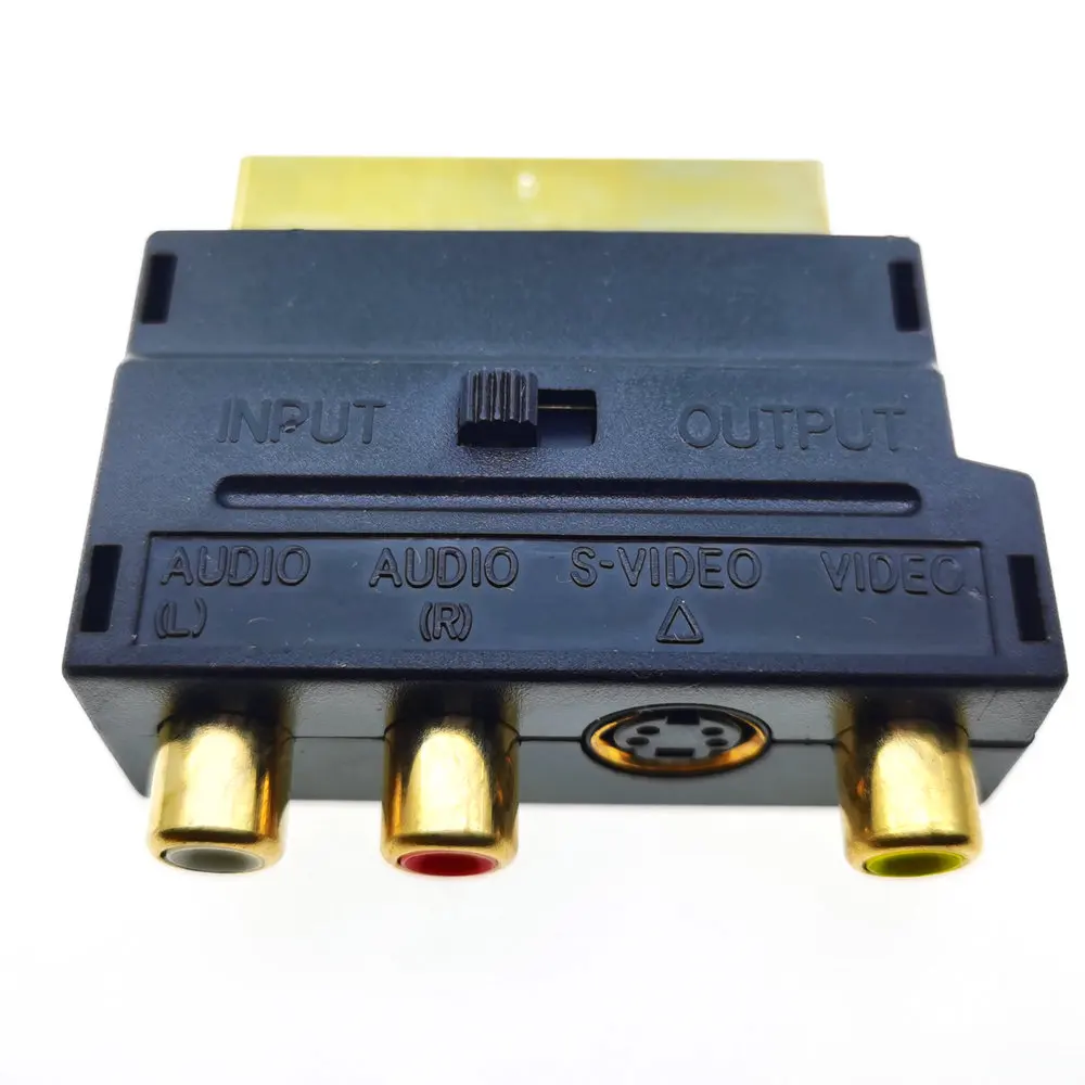 Адаптер Scart 5 шт. 21/Pin блок AV на 3RCA Phono Composite S Video с переключателем in/out адаптер