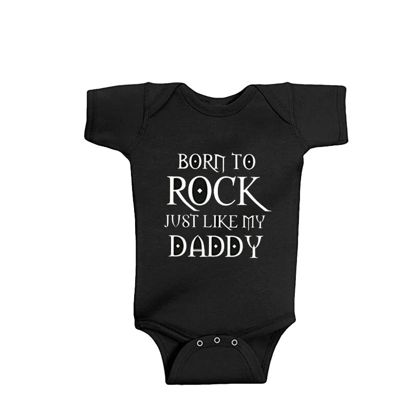 New Arrival Baby Clothes Rock Black Cotton Short Sleeve Baby Bodysuit Baby Boys Girls Clothes Funny Baby Clothing 0-18M