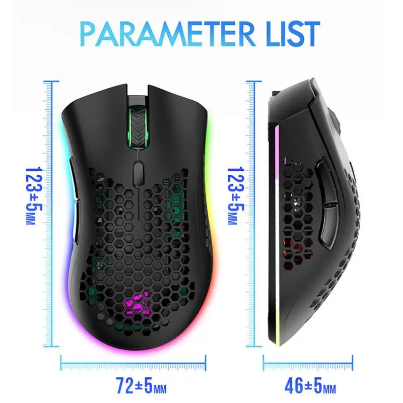 

Wireless Gaming Mouse RGB Breathing Light Computer Gaming Mouse Unique Silent Click for Laptop/PC/Notebook